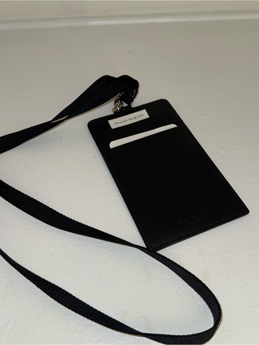 Alexander McQueen Black Leather Lanyard Card Case